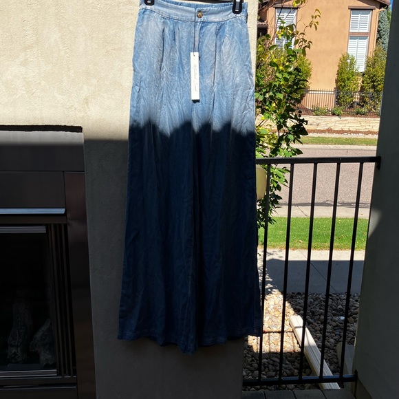 Mustard Seed Elastic Wide Leg Pants In Denim In Blue - Picture 6 of 6